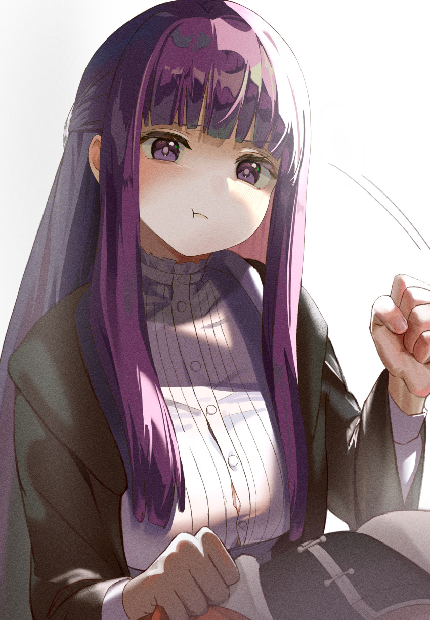 1boy, 1girl, :t, absurdres, black_robe, chantsunyuen1997, clenched_hands, closed_mouth