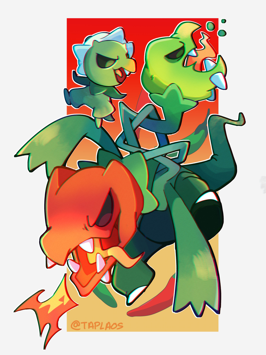 absurdres, capsakid, colored_skin, evolutionary_line, fangs, green_pepper, green_skin, highres