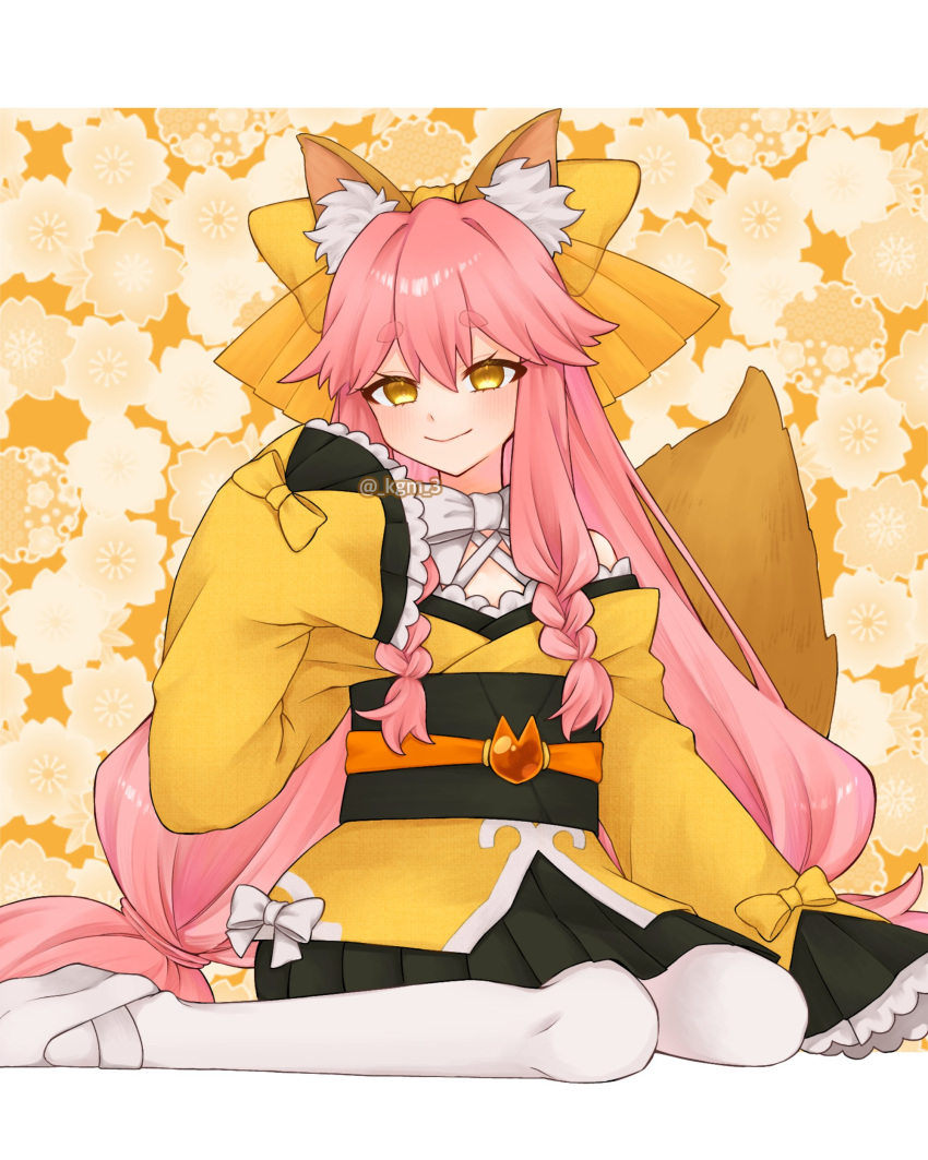 1girl, absurdres, animal_ear_fluff, animal_ears, blush, bow, fate/samurai_remnant, fate_(series)