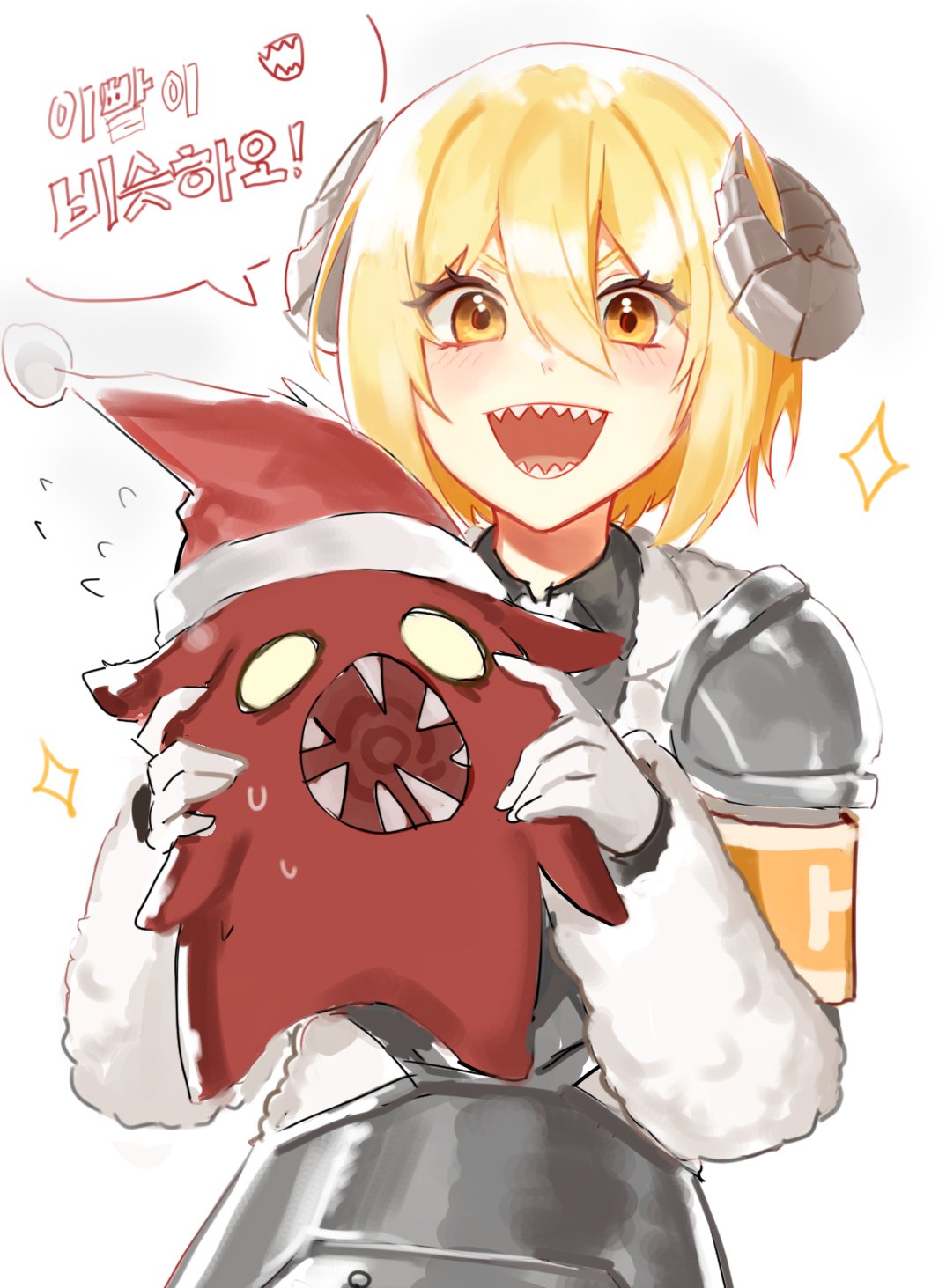 1girl, armor, blonde_hair, blush, commentary, diamond_(shape), don_quixote_(project_moon), e.g.o_(project_moon)