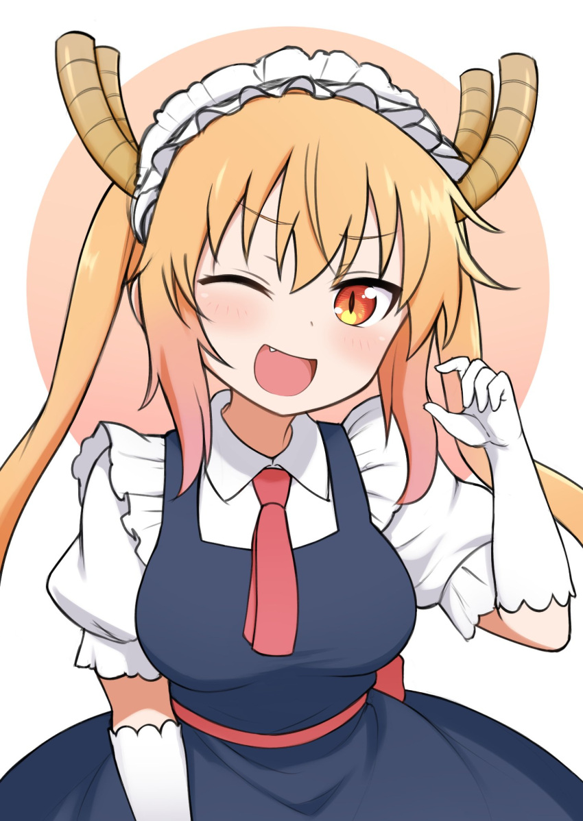 1girl, blonde_hair, blue_dress, breasts, chinese_zodiac, dragon_girl, dragon_horns, dress