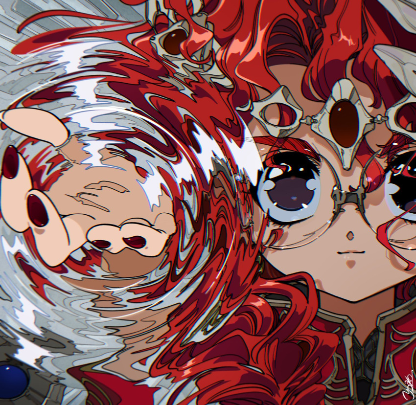 black_eyes, close-up, closed_mouth, copyright_request, glasses, hair_ornament, highres, hrn_yc