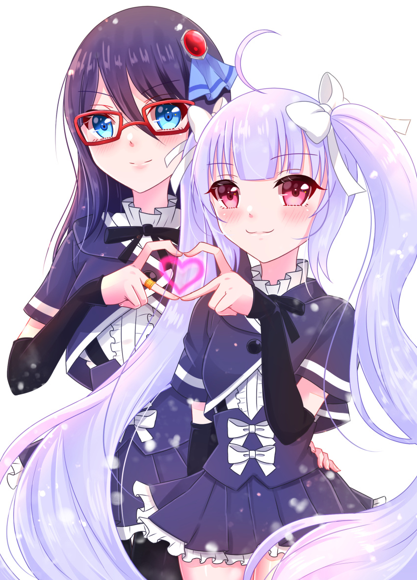 2girls, absurdres, ahoge, anjou_seira, arm_at_side, assault_lily, black_hair, black_pantyhose