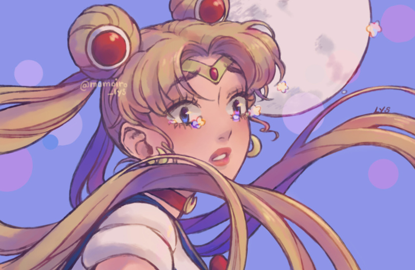 1girl, artist_name, bishoujo_senshi_sailor_moon, blonde_hair, blue_eyes, bow, bowtie, choker