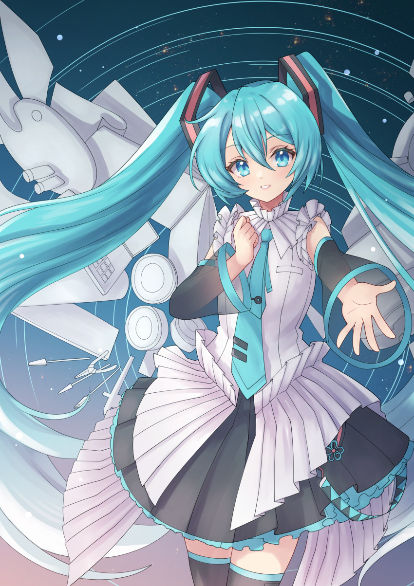 1girl, absurdres, blue_eyes, blue_hair, blush, computer, cowboy_shot, detached_sleeves