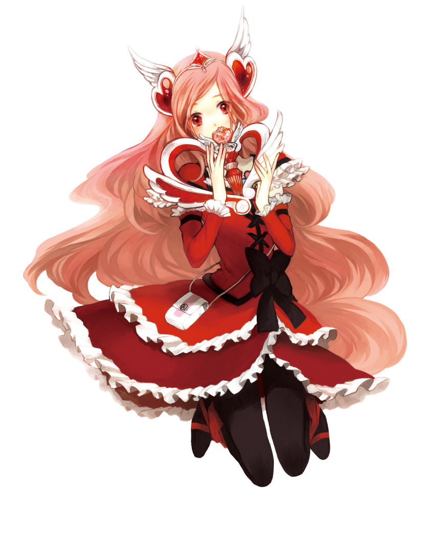 bag, black_legwear, black_pantyhose, boots, bow, covering_mouth, cure_passion, detached_sleeves