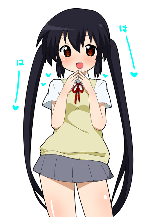 black_hair, blush, brown_eyes, k-on!, long_hair, nakano_azusa, open_mouth, red_eyes
