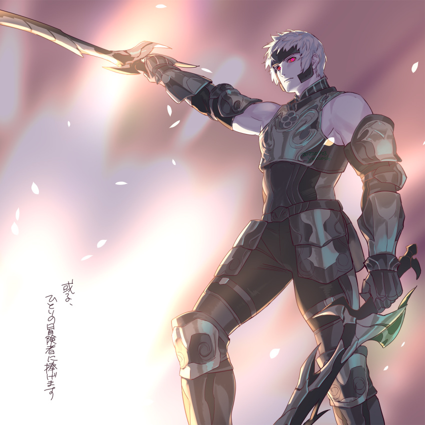1boy, ark_angel, ark_angel_hm, bare_shoulders, closed_mouth, colored_skin, dual_wielding, final_fantasy