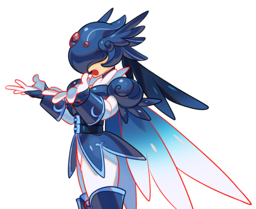 1other, armor, azure_songbird, commentary, constellor, covered_eyes, from_side, gloves