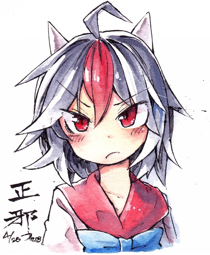 1girl, ahoge, black_hair, blue_bow, blue_bowtie, bow, bowtie, closed_mouth