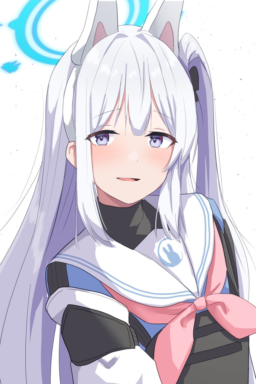 1girl, absurdres, animal_ears, blue_archive, blue_halo, blue_serafuku, blush, commentary