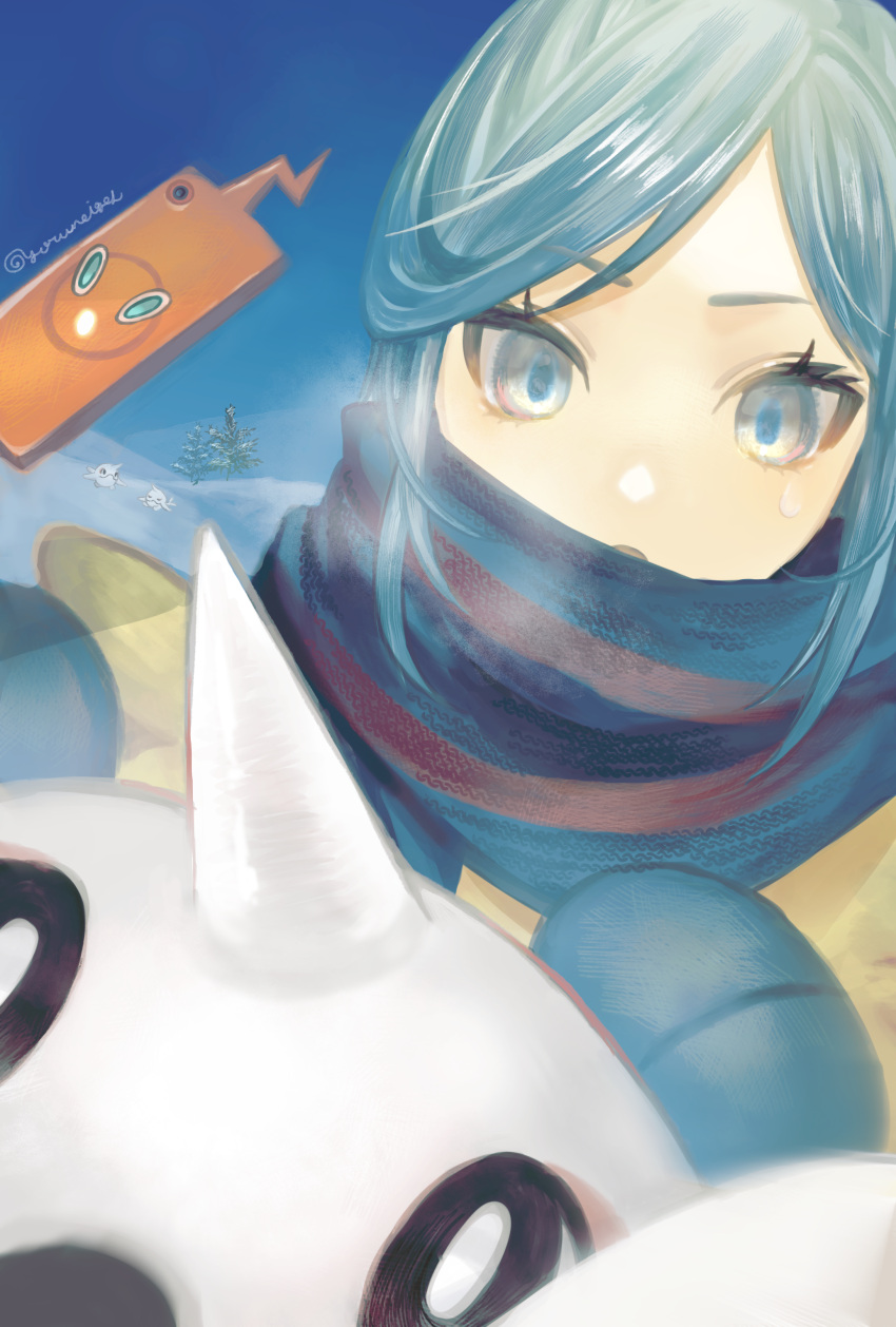 1boy, absurdres, blue_eyes, blue_hair, cetoddle, day, grusha_(pokemon), highres