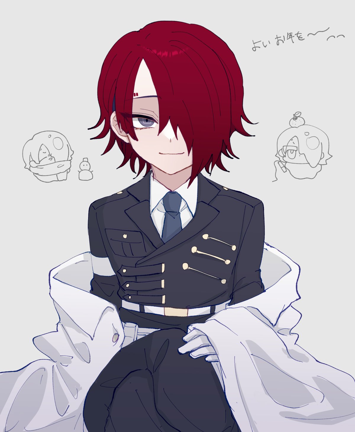 1boy, belt, black_jacket, black_necktie, black_pants, cape, closed_mouth, collared_shirt