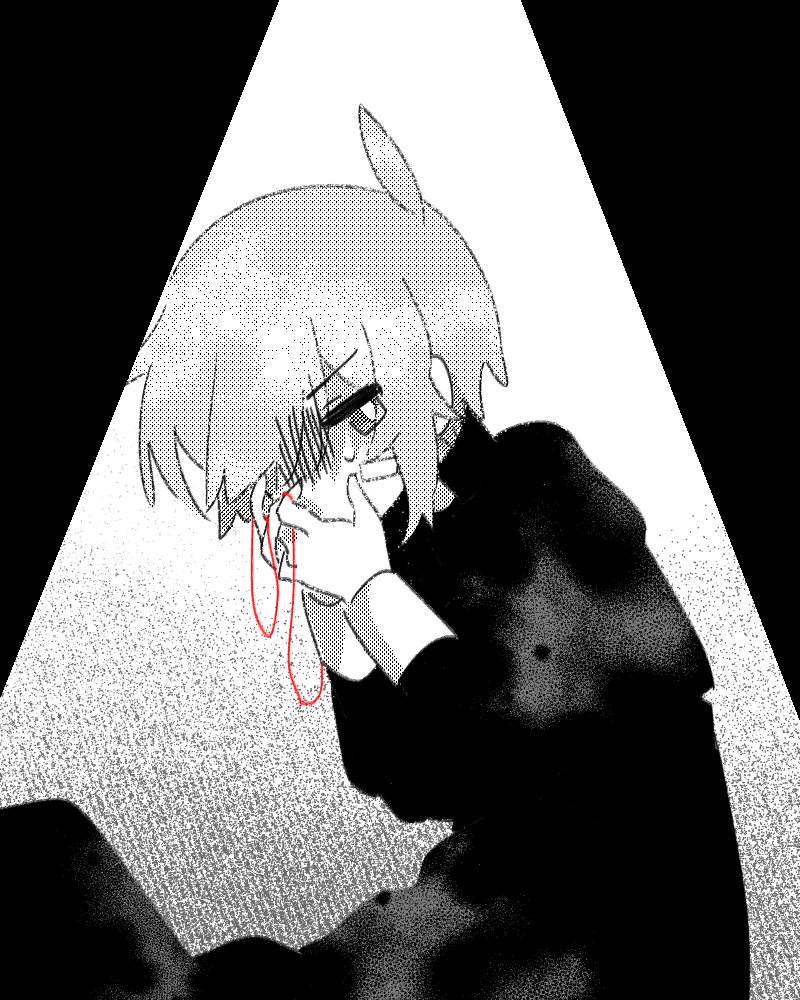 1boy, ahoge, asymmetrical_hair, bandaid, bandaid_on_face, black_capelet, bright_pupils, capelet