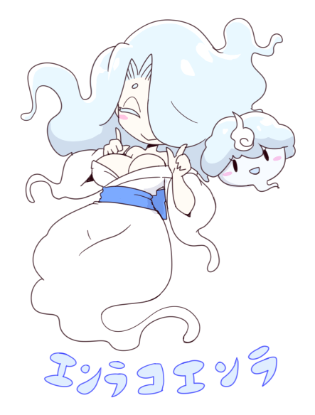 1girl, :>, bare_shoulders, blue_hair, blush_stickers, breasts, character_name, closed_eyes
