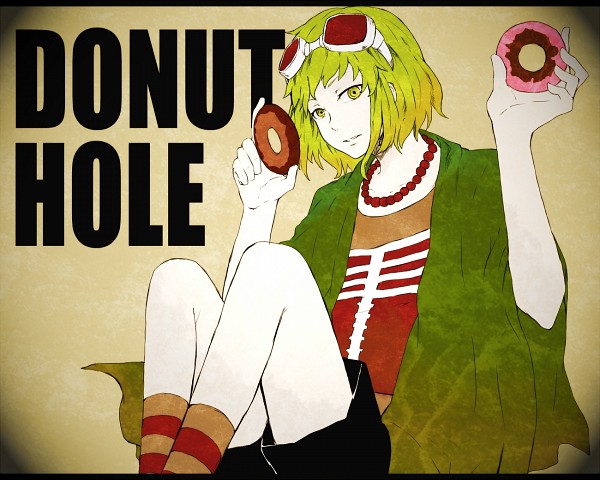 border, collarbone, donut_hole_(vocaloid), doughnut, food, frame, goggles, goggles_on_head