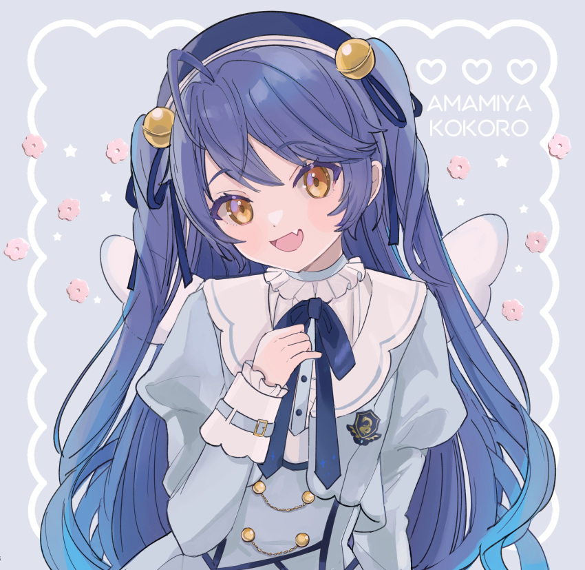 1girl, absurdres, ahoge, amamiya_kokoro, amamiya_kokoro_(1st_costume), beret, blue_dress, blue_hair