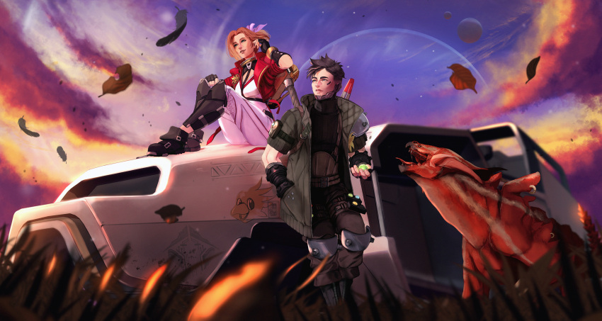 1boy, 1girl, aerith_gainsborough, aerith_gainsborough_(cosplay), apex_legends, ball, bangle, belt