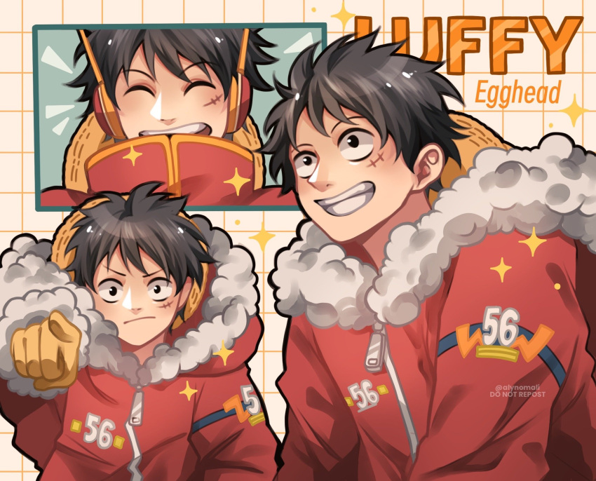 1boy, alynomali, black_hair, closed_eyes, hat, hat_on_back, highres, male_focus