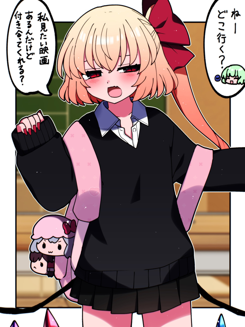 2girls, :<, :3, ^_^, absurdres, alternate_costume, backpack, bag