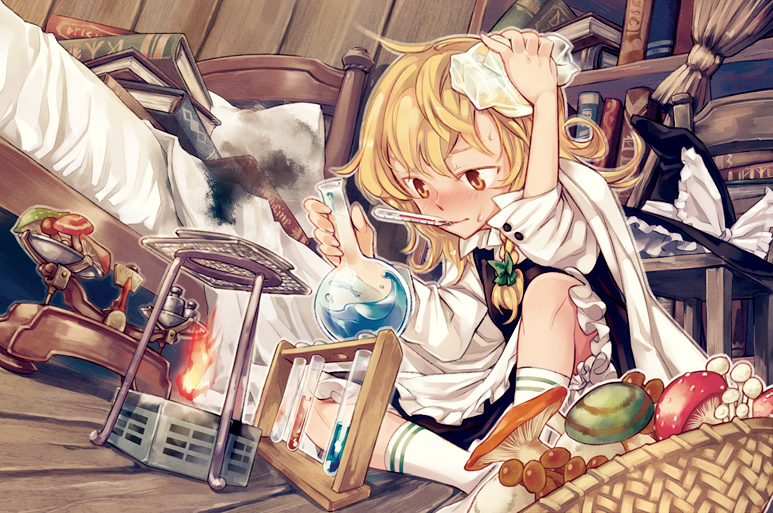 blush, book, braid, broom, chemistry, flask, hat, hat_removed