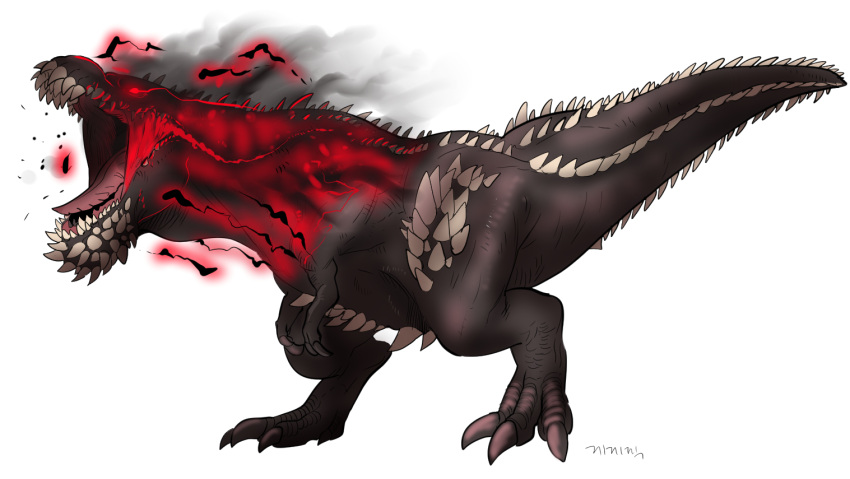 aura, black_scales, claws, dark_aura, deviljho, digitigrade, dinosaur, extra_teeth