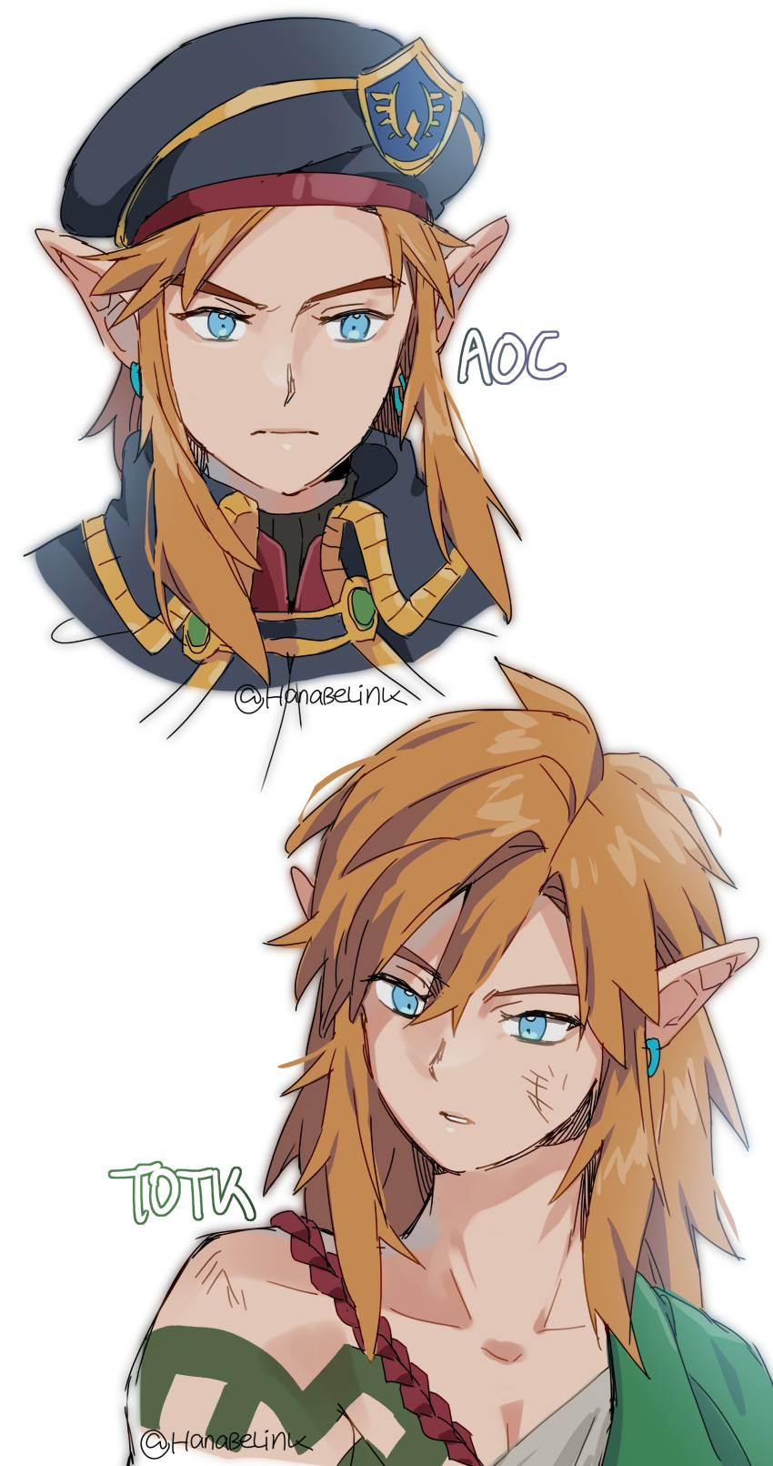 1boy, absurdres, beret, black_headwear, black_jacket, blonde_hair, blue_eyes, cloak