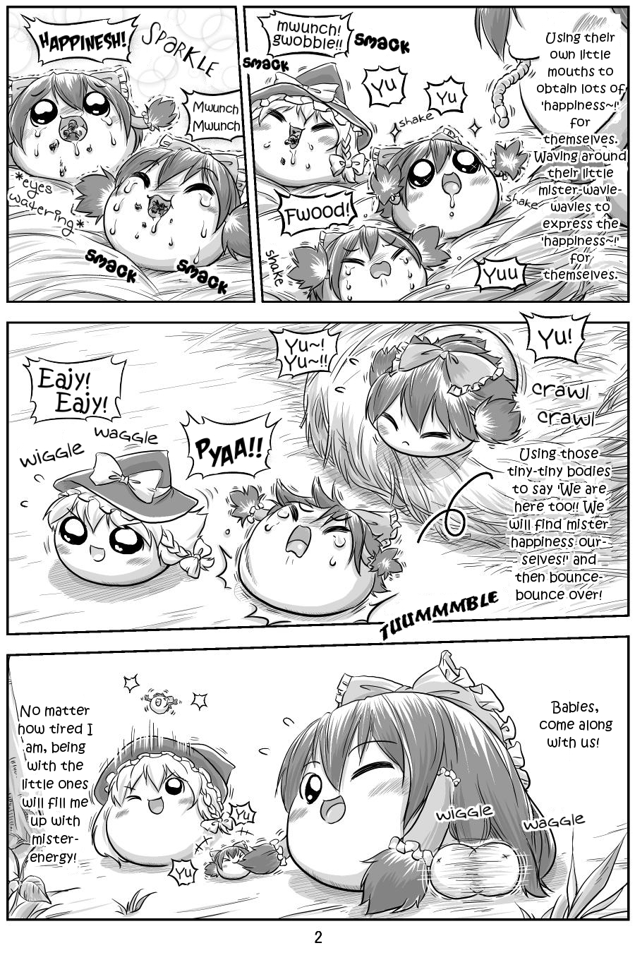 bow, comic, hakurei_reimu, hat, kiriraitaa, kirisame_marisa, monochrome, no_humans, tears, touhou, translated, yukkuri_shiteitte_ne
