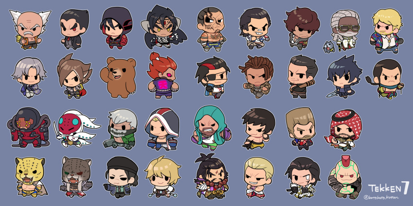 6+boys, akuma_(street_fighter), american_flag, american_flag_print, angry, armor_king, arms_at_sides, balding