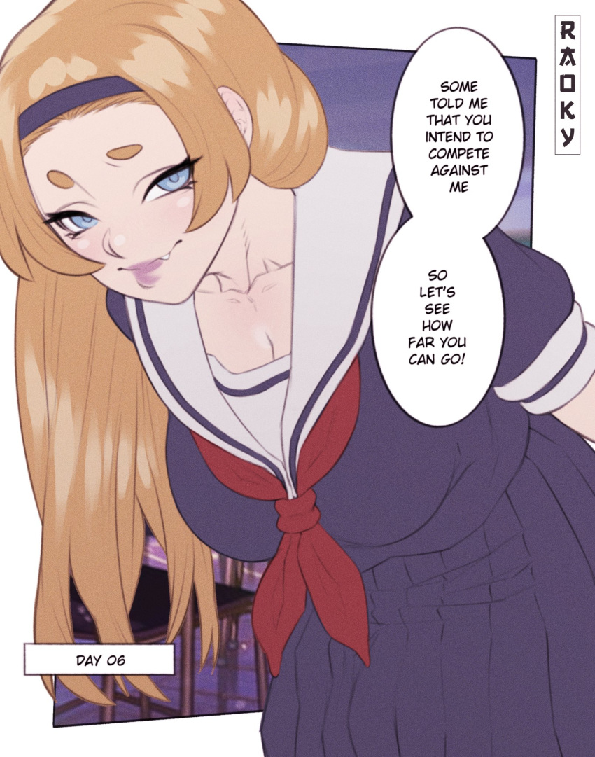2022, blonde_hair, breasts, english_text, highres, implied_futanari, large_breasts, leaning