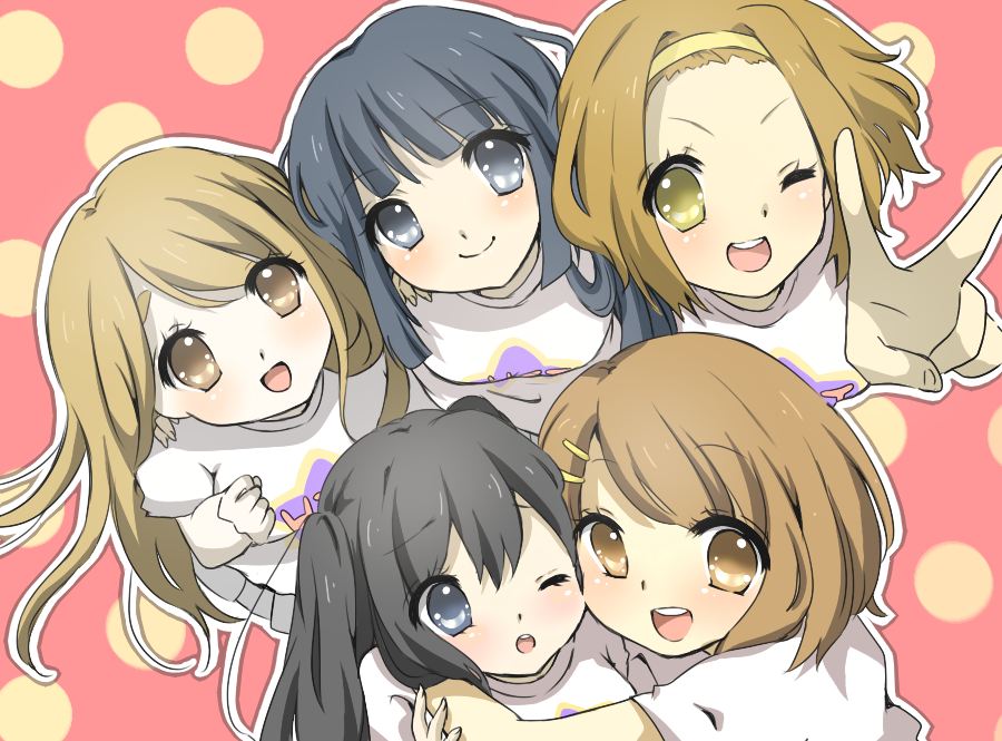 akiyama_mio, black_eyes, black_hair, blonde_hair, blue_eyes, brown_eyes, brown_hair, hair_ornament