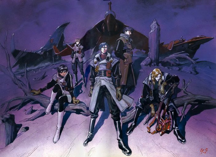aoki_uru, gainax, honneamise_no_tsubasa, jet, lowres, military, military_uniform, official_art