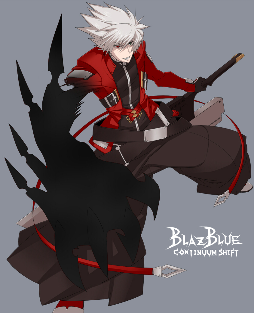 blazblue, heterochromia, kamirobo, male, ragna_the_bloodedge, sword, title_drop, weapon