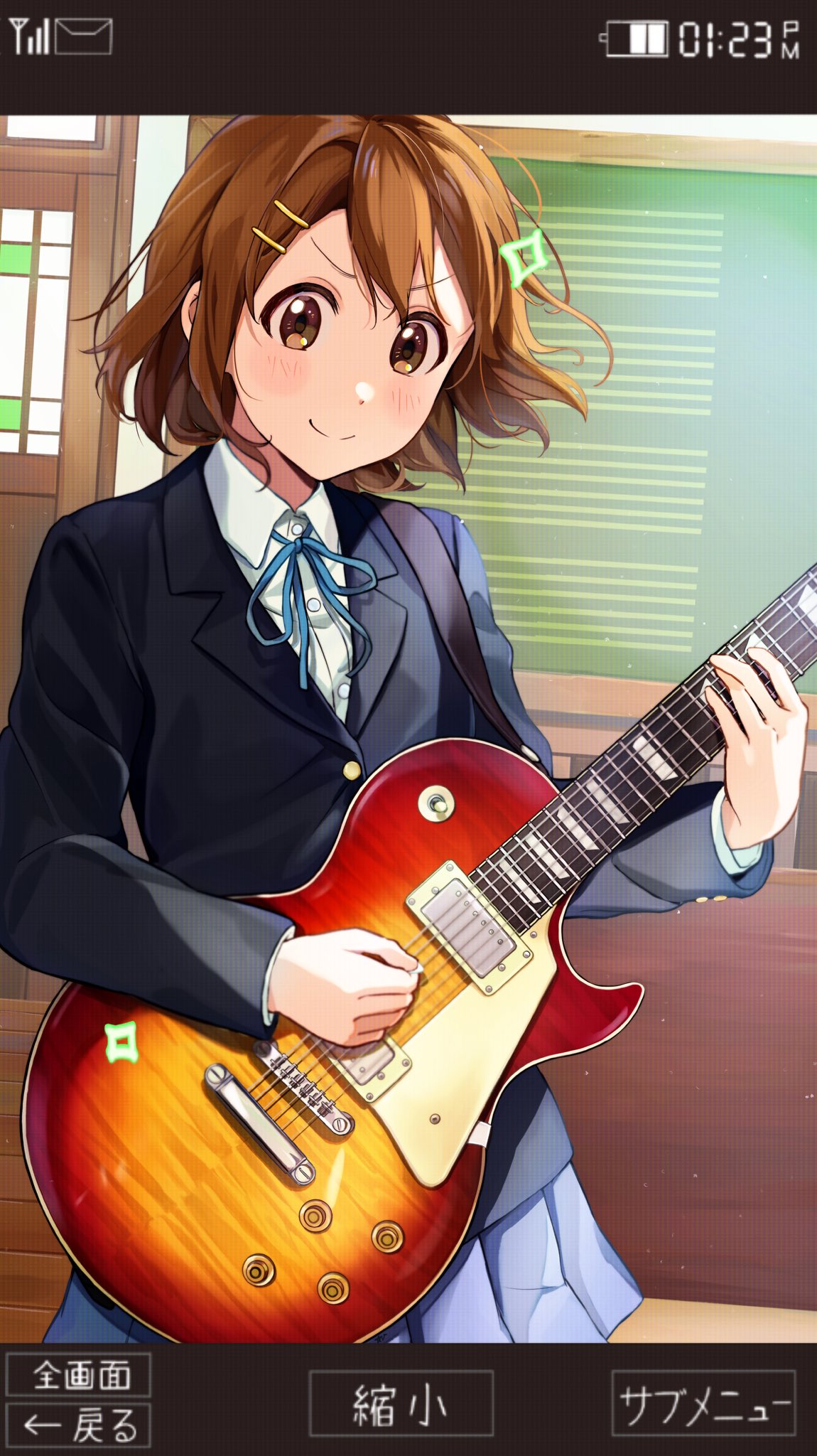 1girl, blazer, blue_jacket, blue_ribbon, blush, book_the_star, brown_eyes, brown_hair