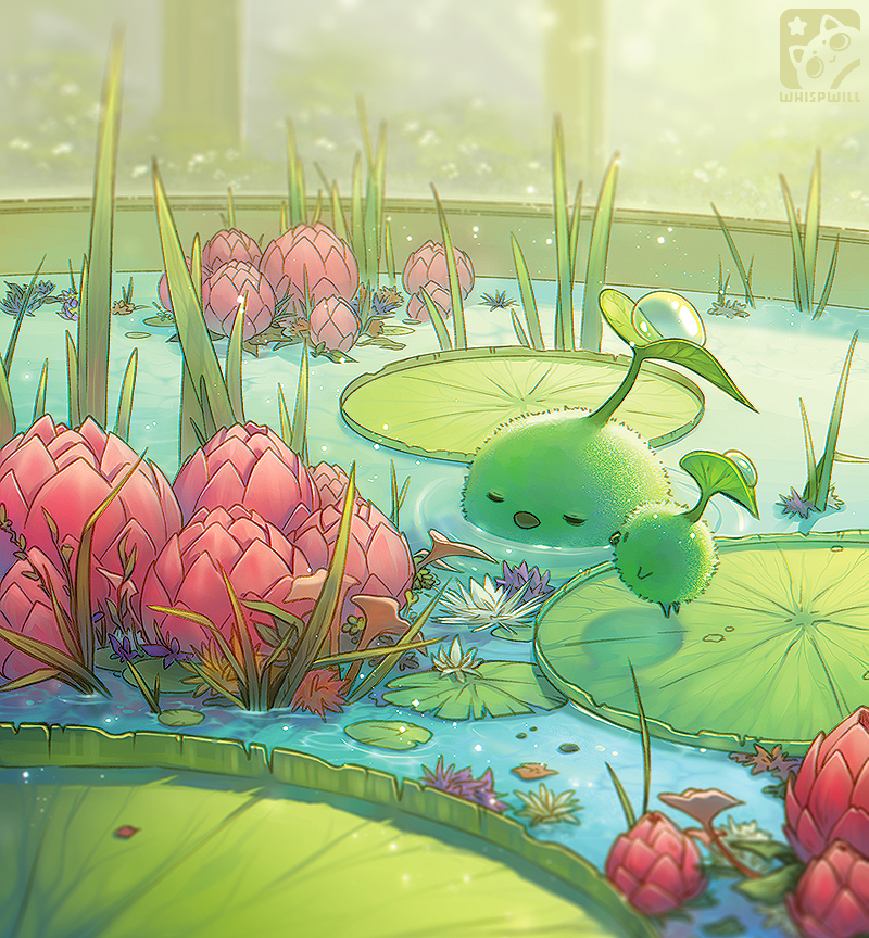 artist_name, closed_eyes, commentary, creature, day, dew_drop, english_commentary, final_fantasy