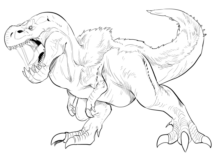 anjanath, claws, digitigrade, dinosaur, dinosaur_tail, full_body, gegegekman, highres