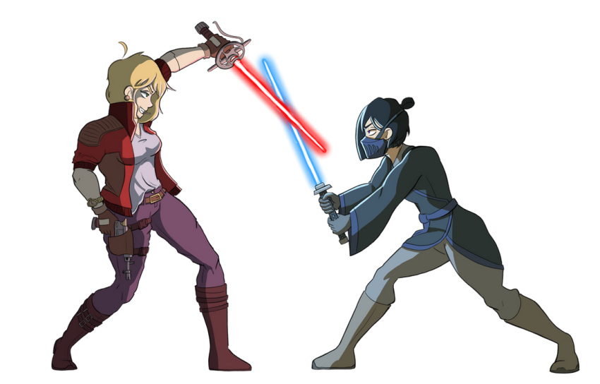 cigarette, cybernetic, duel, energy_sword, fencer, fighting, jedi, katana, lightsaber, littlemisscalculated, masked, original, rapier, sith, star_wars, sword, vayelyth, vayelyth_sunshard, weapon, yirlanier, yirlanier_sattoseash, yuri