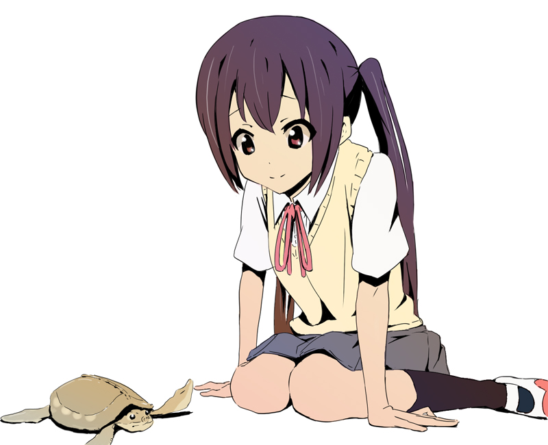 black_hair, brown_eyes, girock, k-on!, long_hair, nakano_azusa, school_uniform, simple_background
