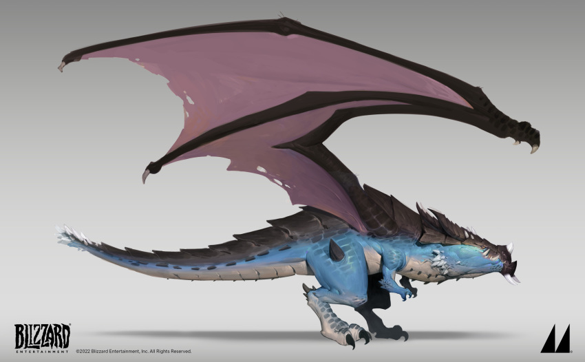 absurdres, animal_focus, anklet, artist_logo, backward_facing_horns, blizzard, blue_dragonflight, claws