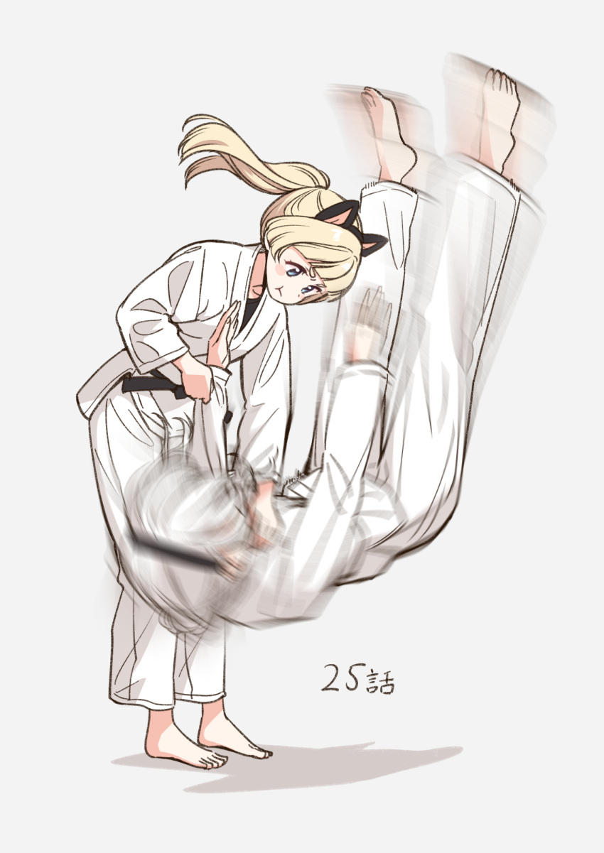 animal_ears, blonde_hair, cat_ears, dougi, hairband, highres, idol_x_idol_story!, judo