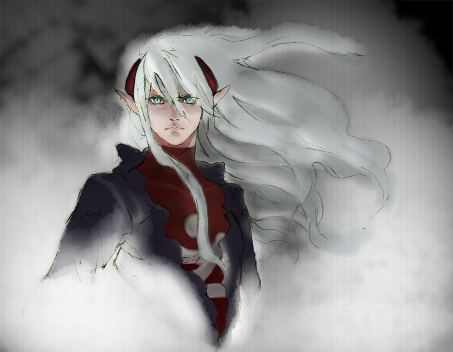 breath_of_fire, breath_of_fire_iv, capcom, fog, fou-lu, green_eyes, horns, long_hair
