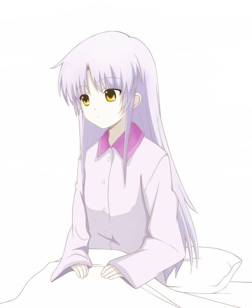 bad_id, blacklolicon, lavender_hair, long_hair, pajamas, pillow, sevendayswar, tachibana_kanade