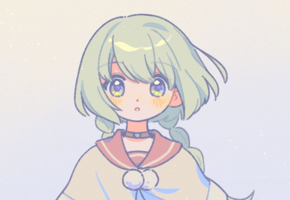 1girl, blush_stickers, braid, capelet, choker, facing_viewer, floating_hair, gradient_background