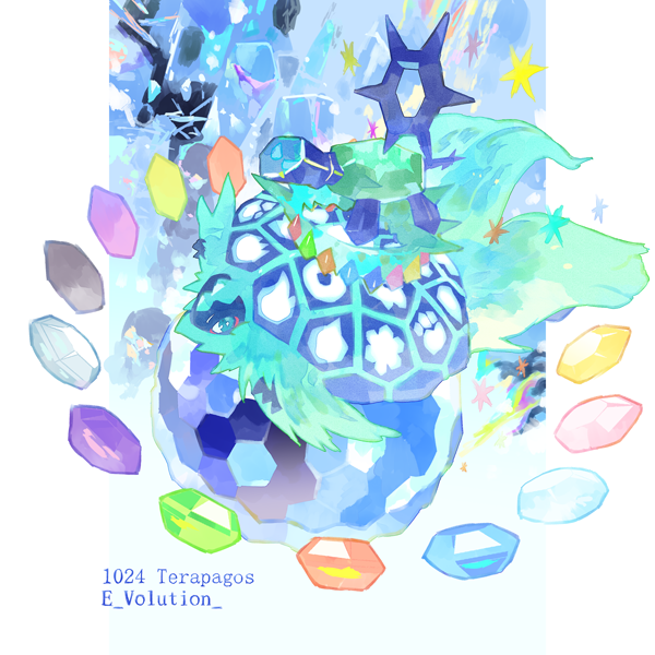 artist_name, bright_pupils, character_name, e_volution, gem, green_eyes, no_humans, pokedex_number