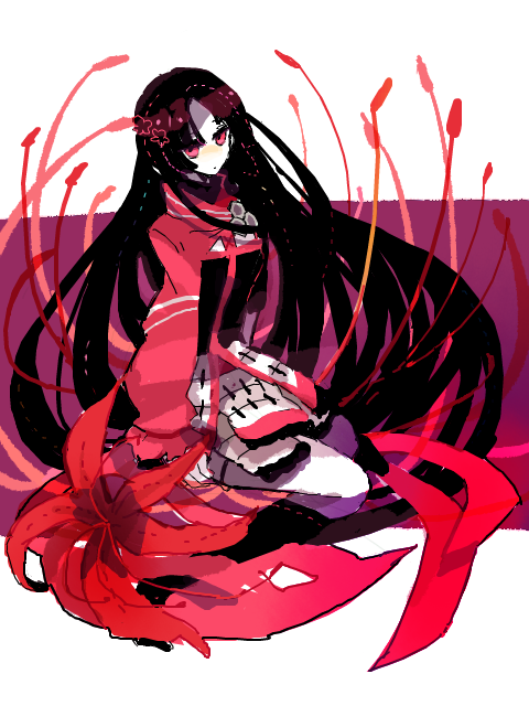 flower, long_hair, oichi, red_eyes, sengoku_basara, solo, tarako_(artist), tarako_supa