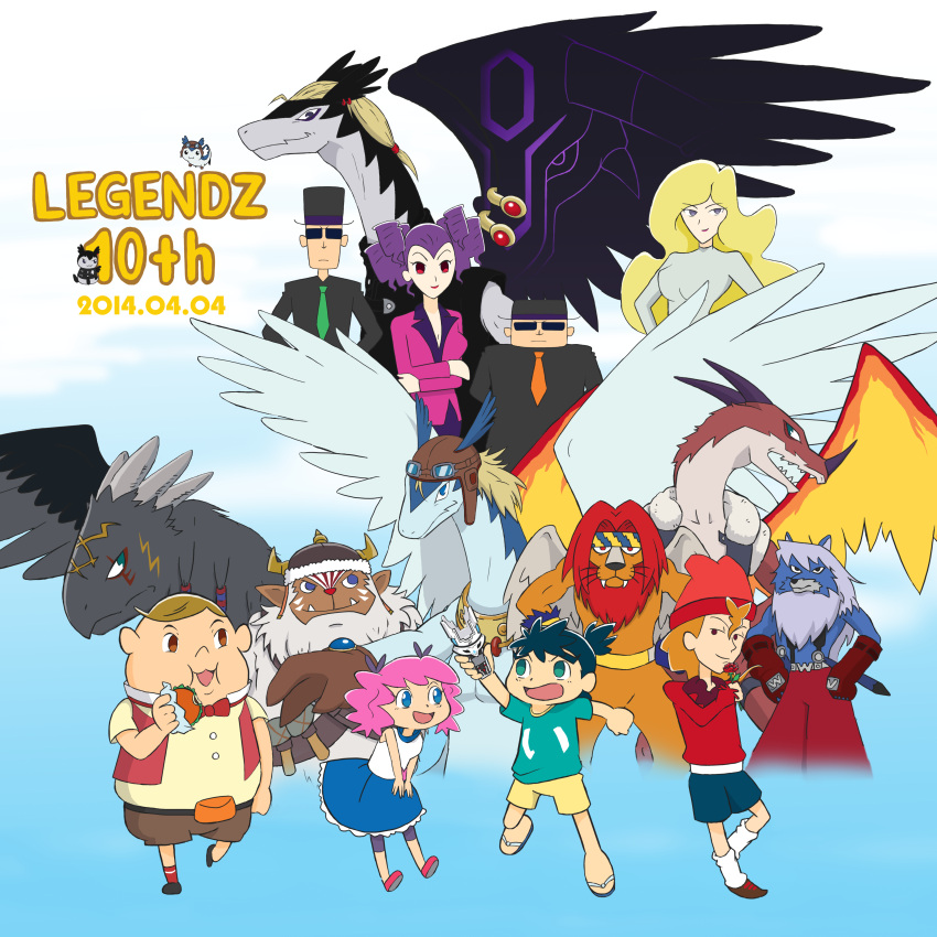 absurdres, bb_(legendz), bigfoot_(legendz), blazedragon, blonde_hair, dino_sparks, dragon, drill_hair