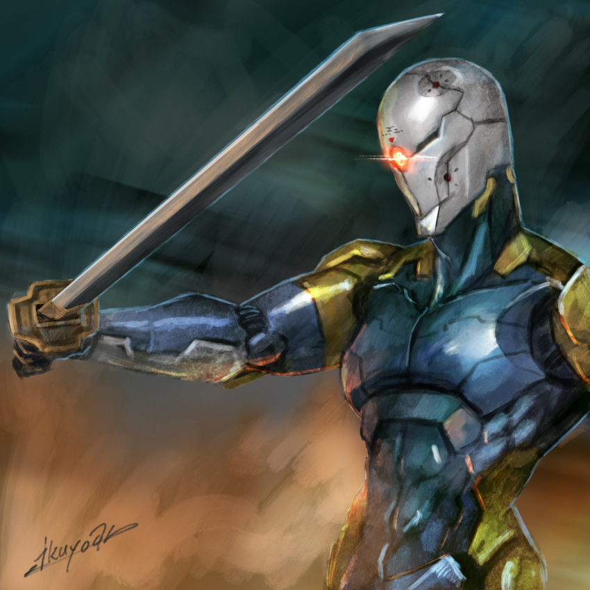 1boy, armor, commentary_request, cyborg, cyborg_ninja, gray_fox, helmet, highres
