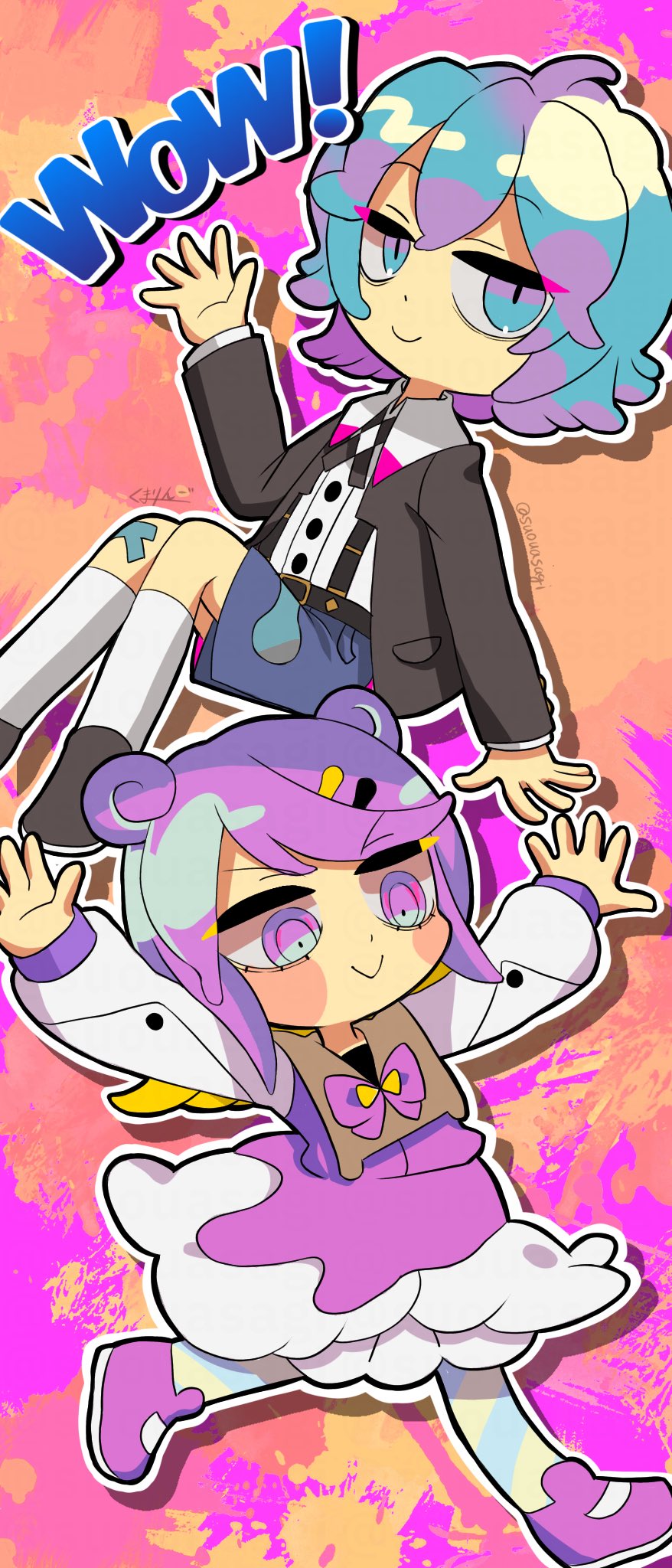 1boy, 1girl, antenna_hair, aqua_eyes, aqua_hair, bandaid, bandaid_on_knee, bandaid_on_leg
