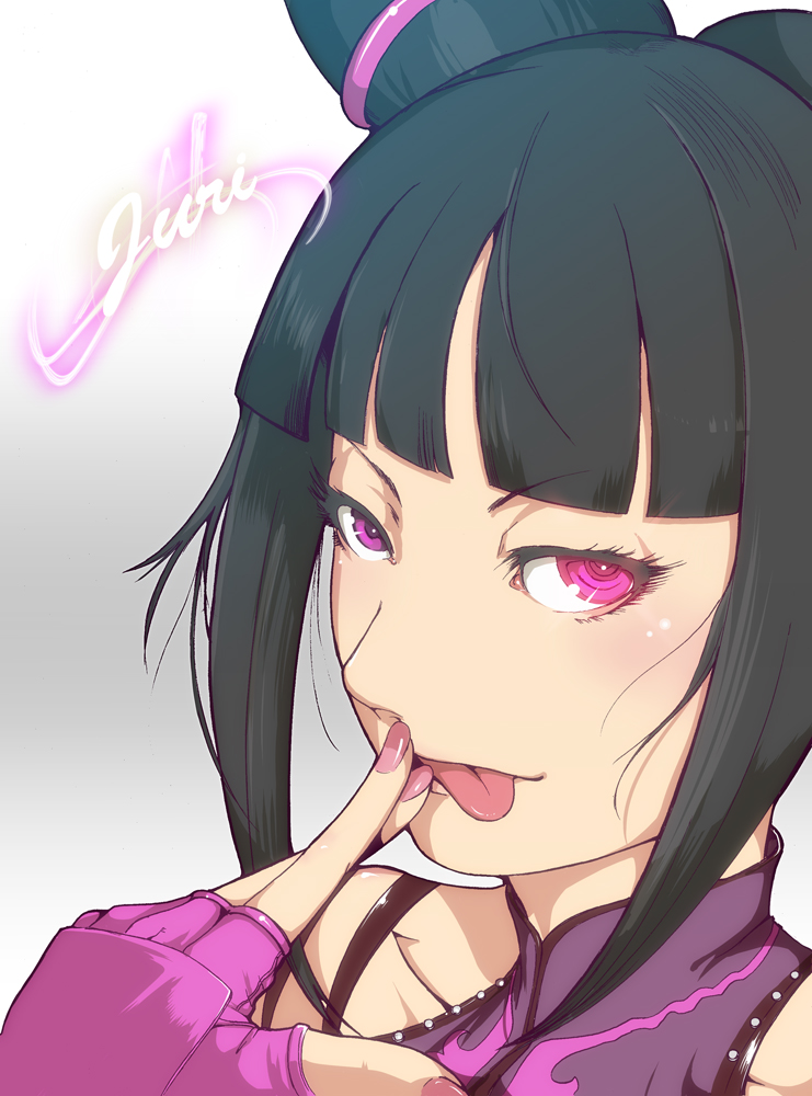:p, blush, bust, close-up, face, finger_to_mouth, fingerless_gloves, gloves