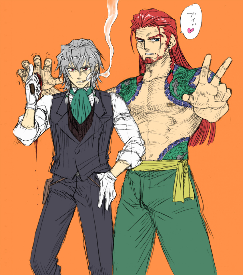 blue_eyes, cigarette, genderswap, hands, highres, hong_meiling, izayoi_sakuya, knife